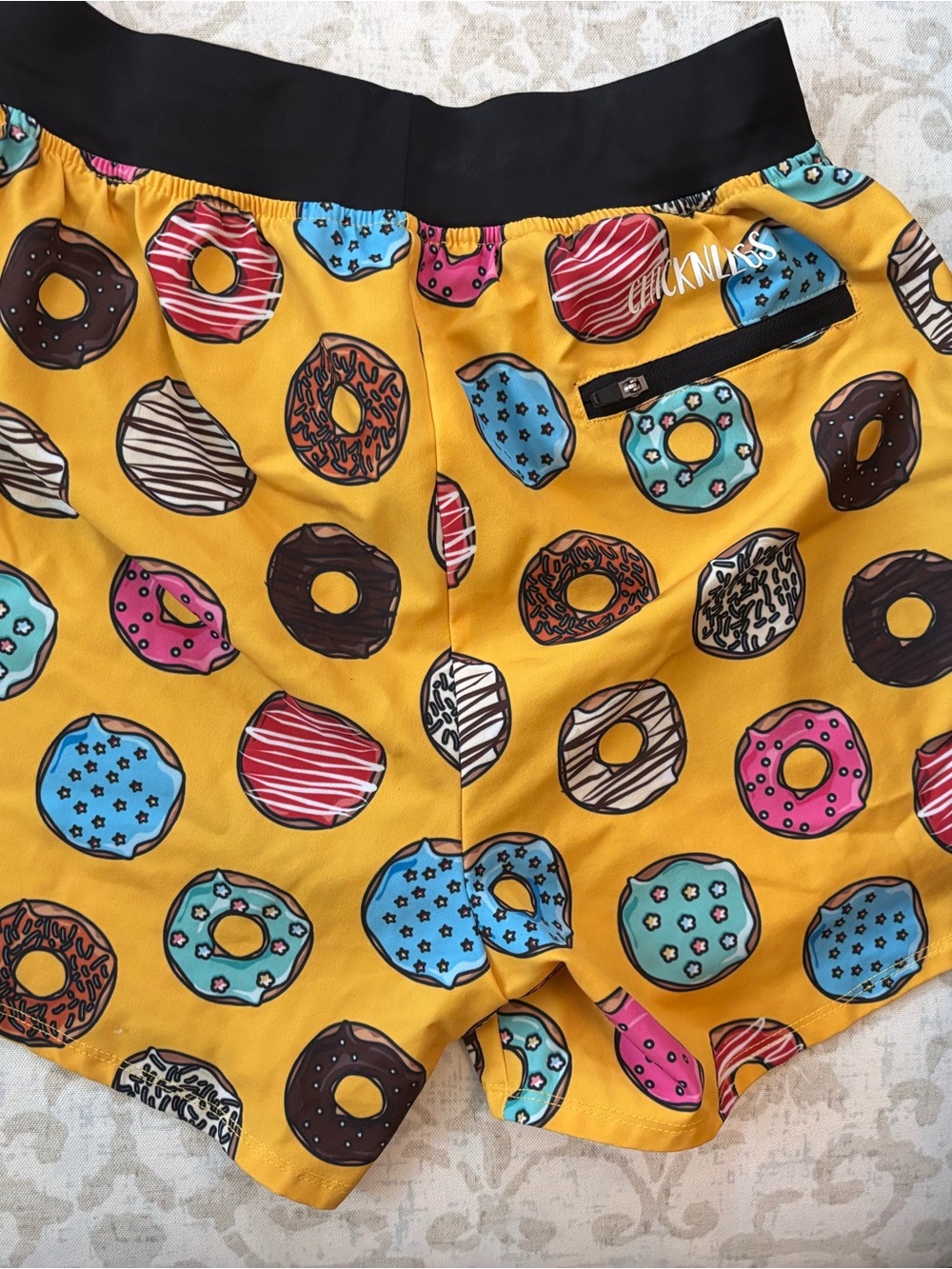 Men's Athletic Donut Print Shorts in Mustard Yellow